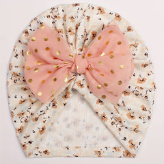 Golden Point Baby Headscarf Hat with Bow for All Seasons