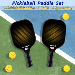 2-Pack Fiberglass Pickleball Paddles with Bags and 4 Balls Set