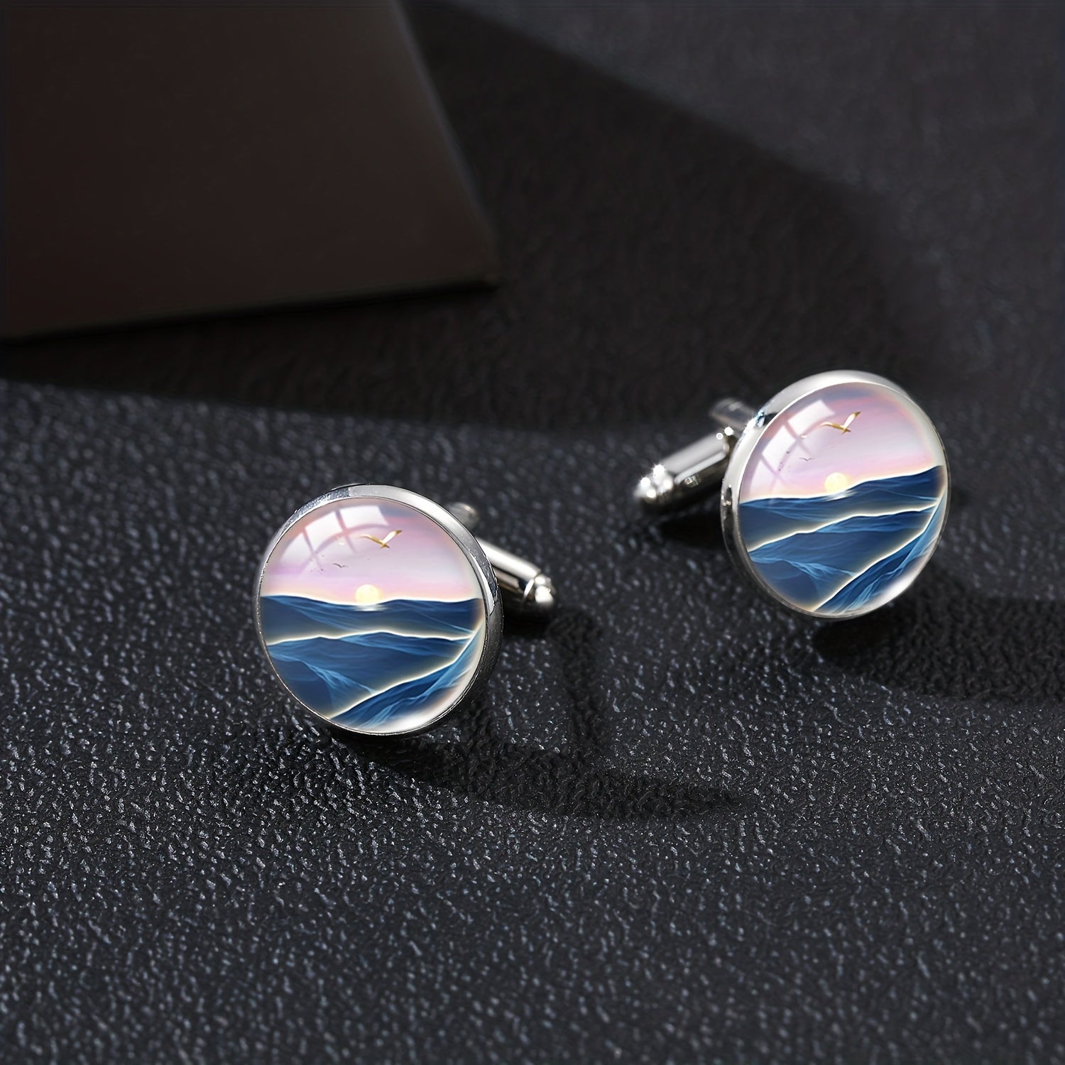 Ocean Wave Time Gem French Cufflinks Men's Shirt Cufflinks