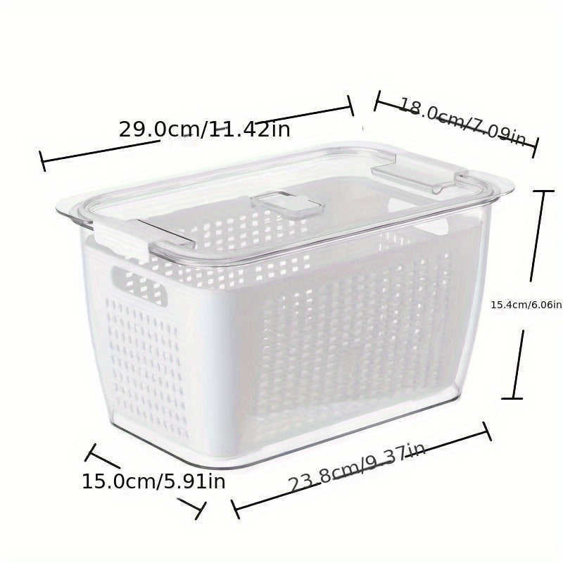 Double Layer Draining Basket Refrigerator Vegetable Storage Box