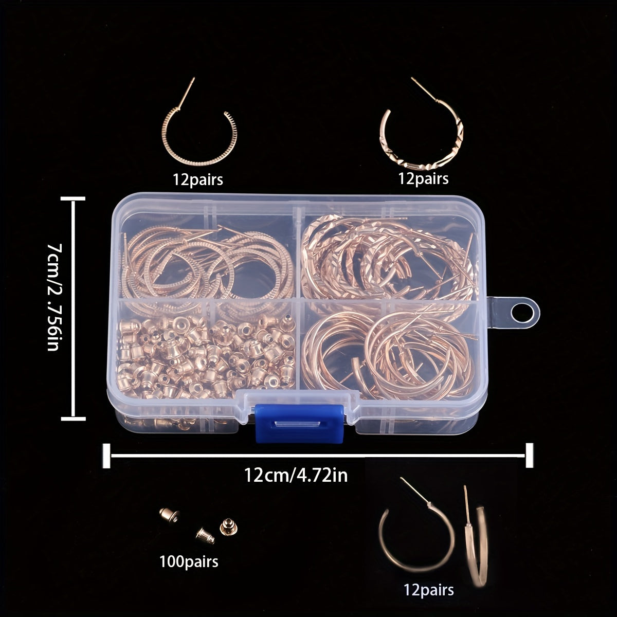 36 Pairs C-shaped Stud Earrings Set for Daily Wear