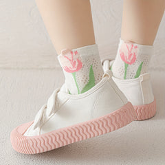 Cartoon Ruffled Flower Knit Crew Socks for Kids