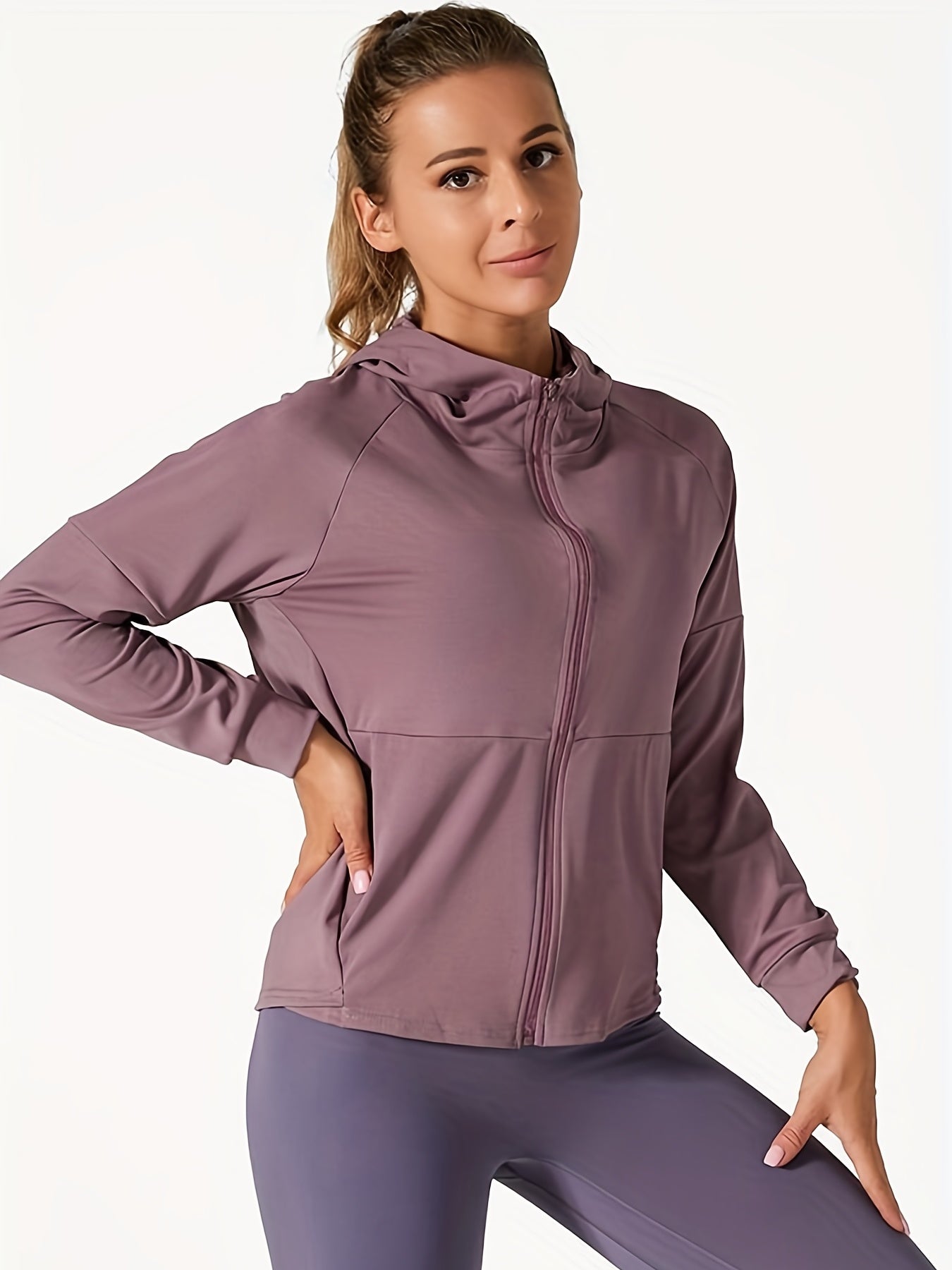 Outdoor Sports Long Sleeve Yoga Tops Quick Drying Gym Hooded Zipper Cardigan