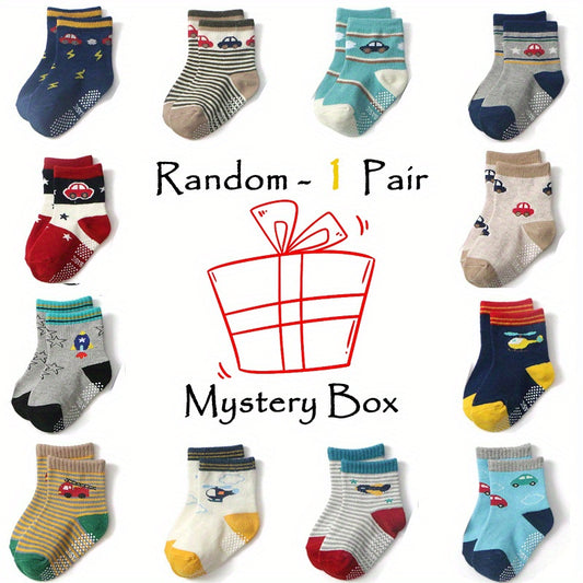 6 Pairs Baby Boys Cartoon Airplane and Car Print Crew Socks