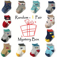 6 Pairs Baby Boys Cartoon Airplane and Car Print Crew Socks