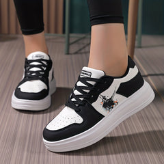 Women's Outdoor Skate Sneakers Lightweight Blocking Low Top Board Shoes