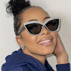 Boho Rhinestone Cat Eye Sunglasses for Women UV400