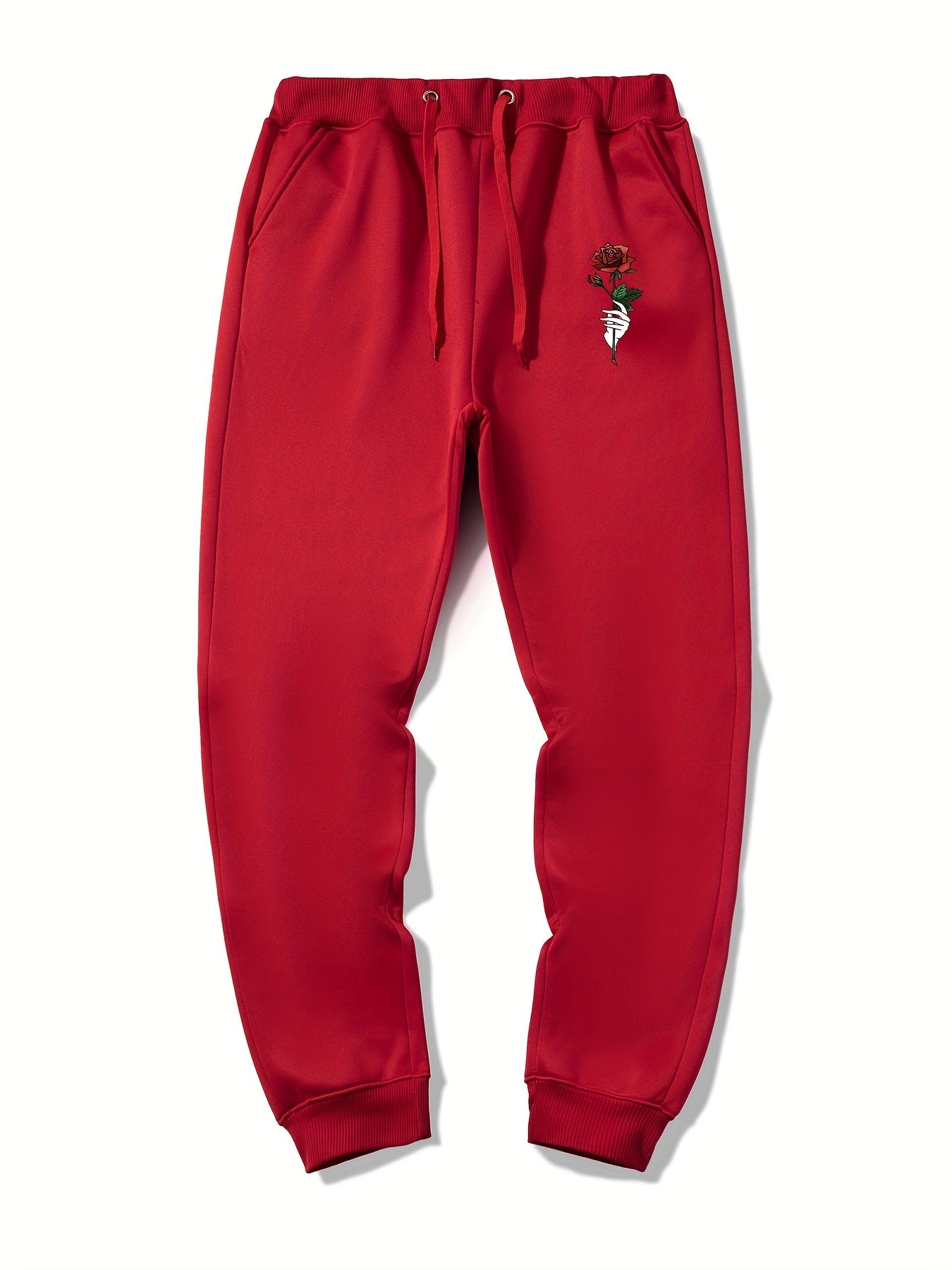 Rose In Hand Graphic Drawstring Joggers Men s Sweatpants