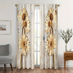 Butterfly Sunflower Curtains Rod Pocket Window Drapes