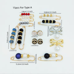 15pcs Brooch Pins Anti Exposure Safety Pins Ladies Clothing Accessories