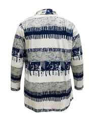 Colorblock Print Open Front Cardigan