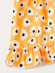 Girls Sleeveless Floral Print Dress