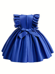 Girls' Formal Dress Bowknot & Beaded Satin Party Flower Girl Dress Tutu Gown