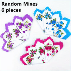 Assorted Variety Mix Cotton Lady Handkerchief Pack of 6