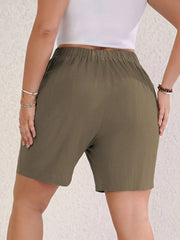 Casual Shorts Women's Plus Plicated Elastic Waist Loose