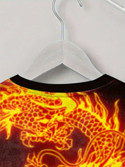 Golden Dragon Print Boys Sweatshirt Long Sleeve Pullover Top