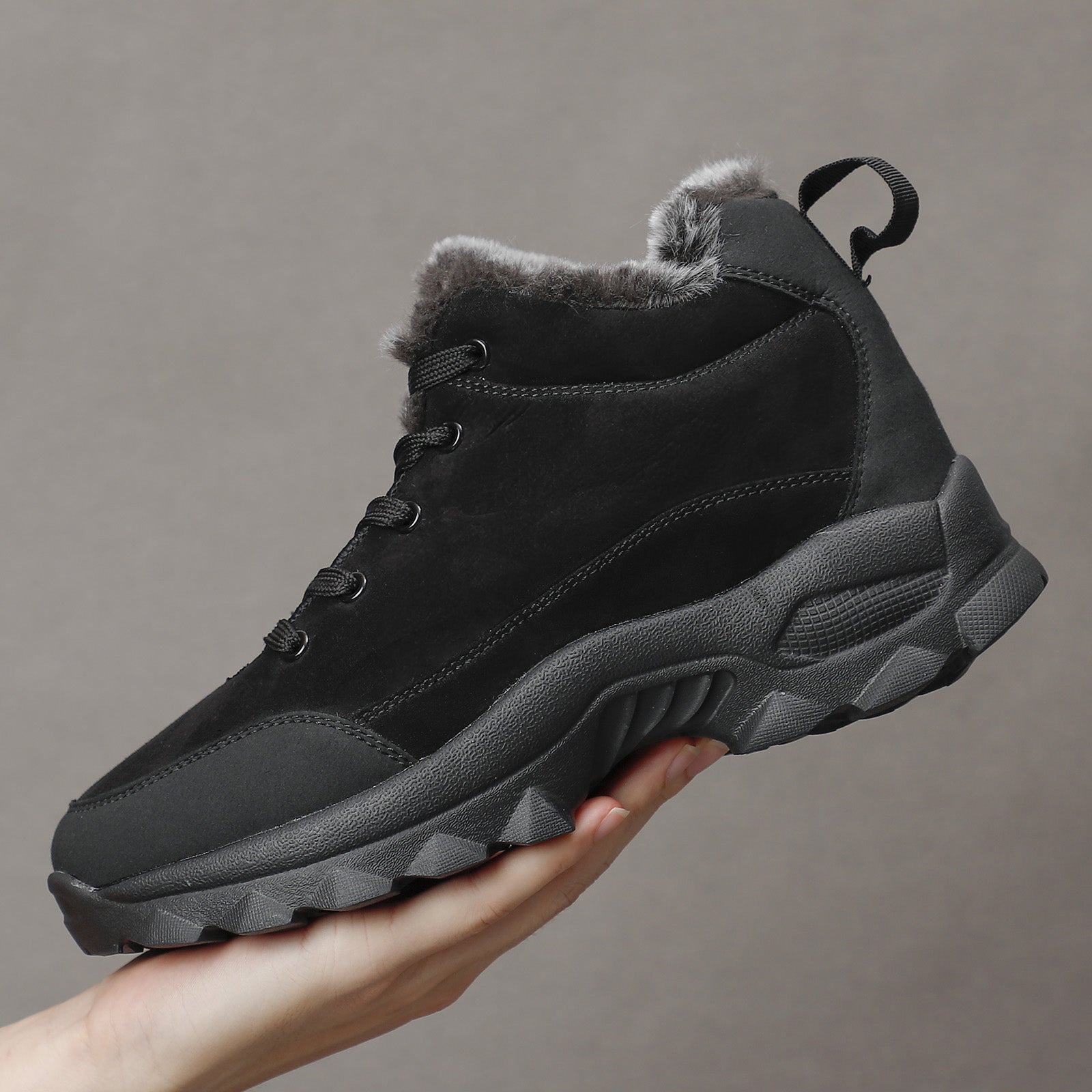 Men's Warm Fleece Anti-skid Snow Boots Outdoor Hiking Shoes
