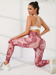 Pink High Waist Butt Lifting Tight Pants Sports Fitness Yoga Running Trousers