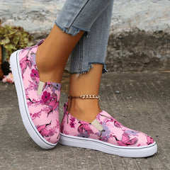 Flamingo Print Pink Flat Wear Resistance Skate Shoes