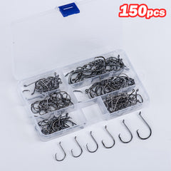 150pcs High Carbon Steel Fishing Hooks Set 6 Size Freshwater & Saltwater