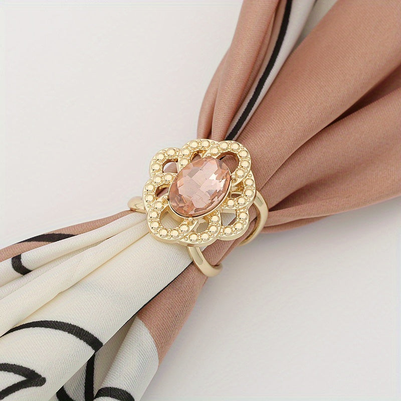 Scarf Ring Faux Pearl Rhinestone Decor Shawl Clip Hijab Buckle Women Accessories