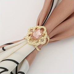 Scarf Ring Faux Pearl Rhinestone Decor Shawl Clip Hijab Buckle Women Accessories
