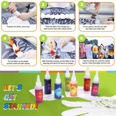 30 Colors Tie Dye Set Fabric Paint Squeeze Bottle Rubber Band Gloves DIY Craft
