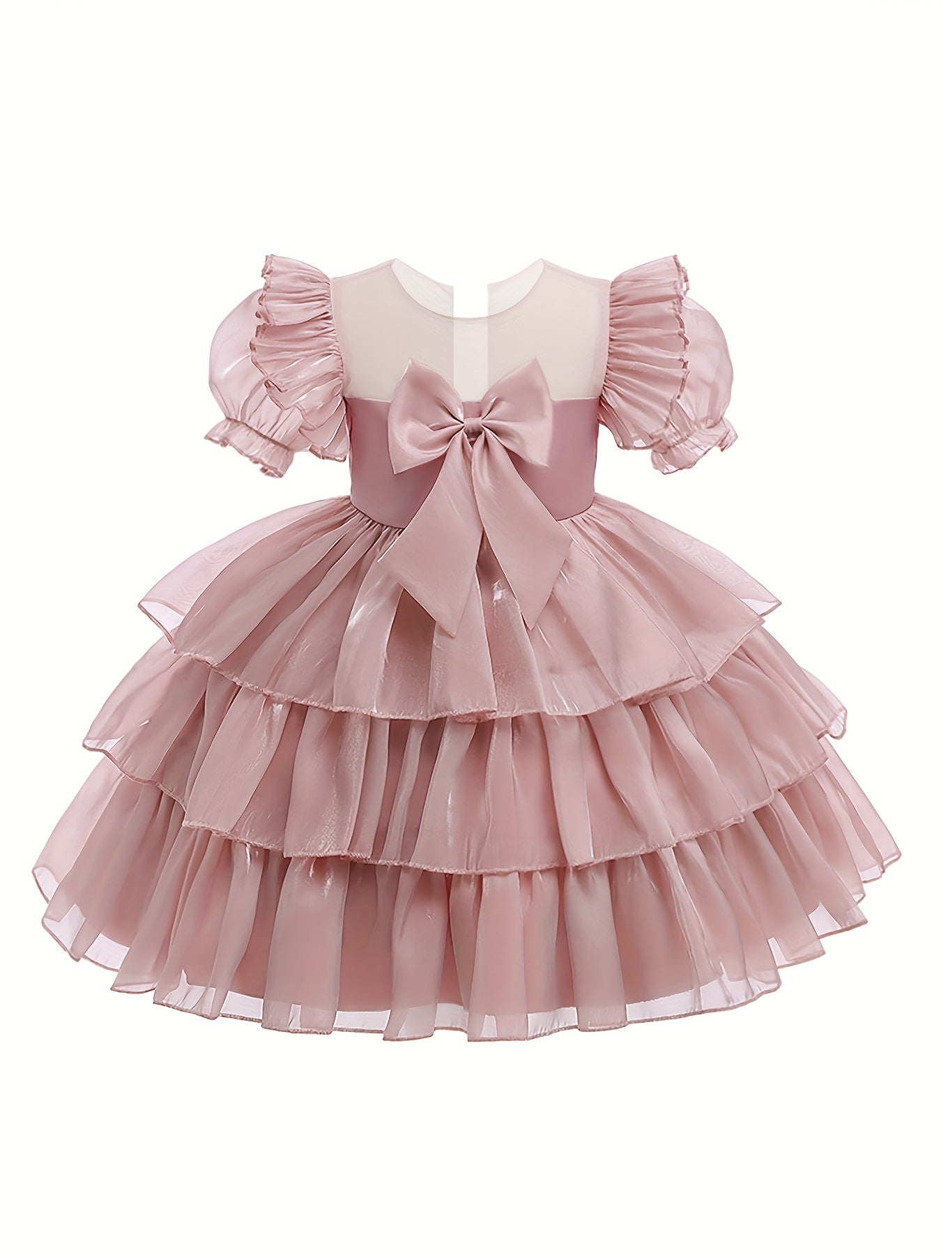 Girls Princess Dress with Big Bow Tiered Tulle - Party Wedding Evening