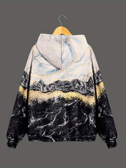 Cat Print Hooded Sweatshirt Women's Sporty Sweatshirts