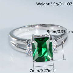 Green Stone CZ Engagement Ring Vintage Wedding Ring