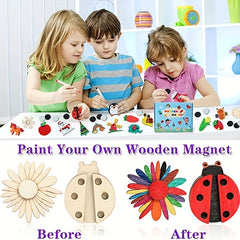 36pcs Wooden Magnets Kids Art Craft Party Birthday Gift Favors Easter Crafts