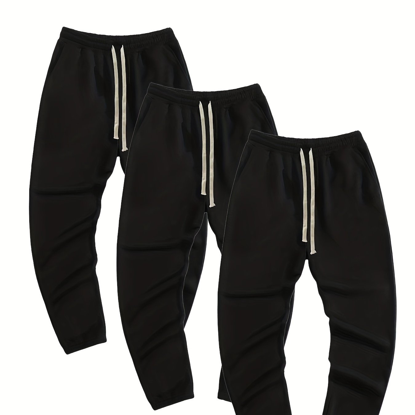 3 Pcs Men's Loose Casual Drawstring Joggers Set