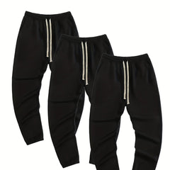 3 Pcs Men's Loose Casual Drawstring Joggers Set