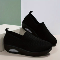 Women's Air Cushion Sock Shoes Comfort Knitted Slip On Platform Shoes