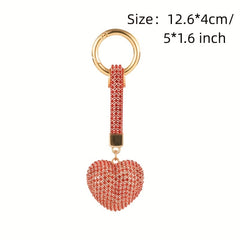 Rhinestone Claw Love Keychain Peach Heart Car Key Pendant