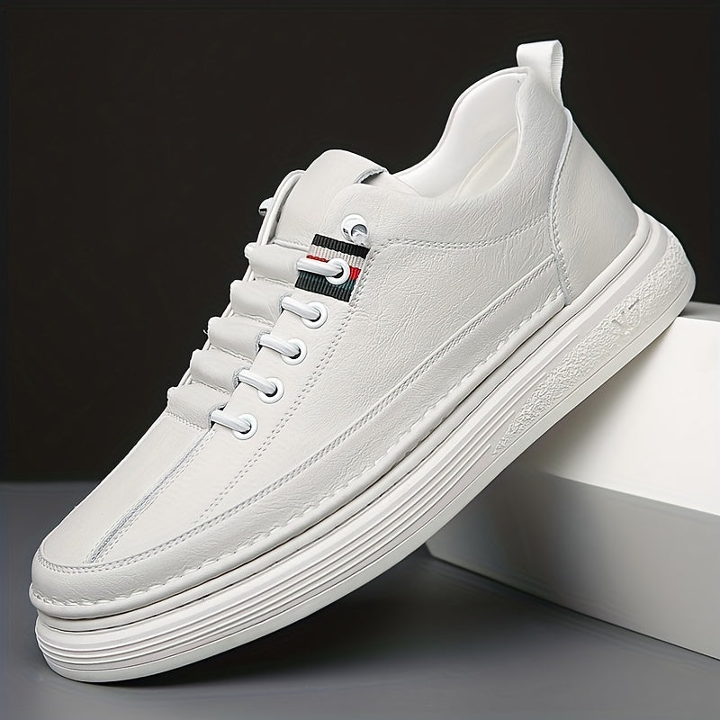 Men's Faux Leather Lace Up Skate Shoes Lightweight Comfy Non slip Sneakers