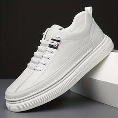 Men's Faux Leather Lace Up Skate Shoes Lightweight Comfy Non slip Sneakers