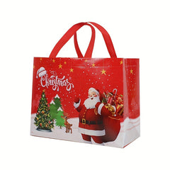 1pc Red Christmas Printed Storage Bag Cartoon Snowman Non-woven Tote Bag