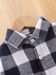 Boys Plaid Long Sleeve Shirt Fall Blouse