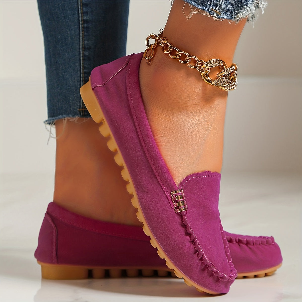Buckle Decor Denim Flat Comfortable Skate Shoes