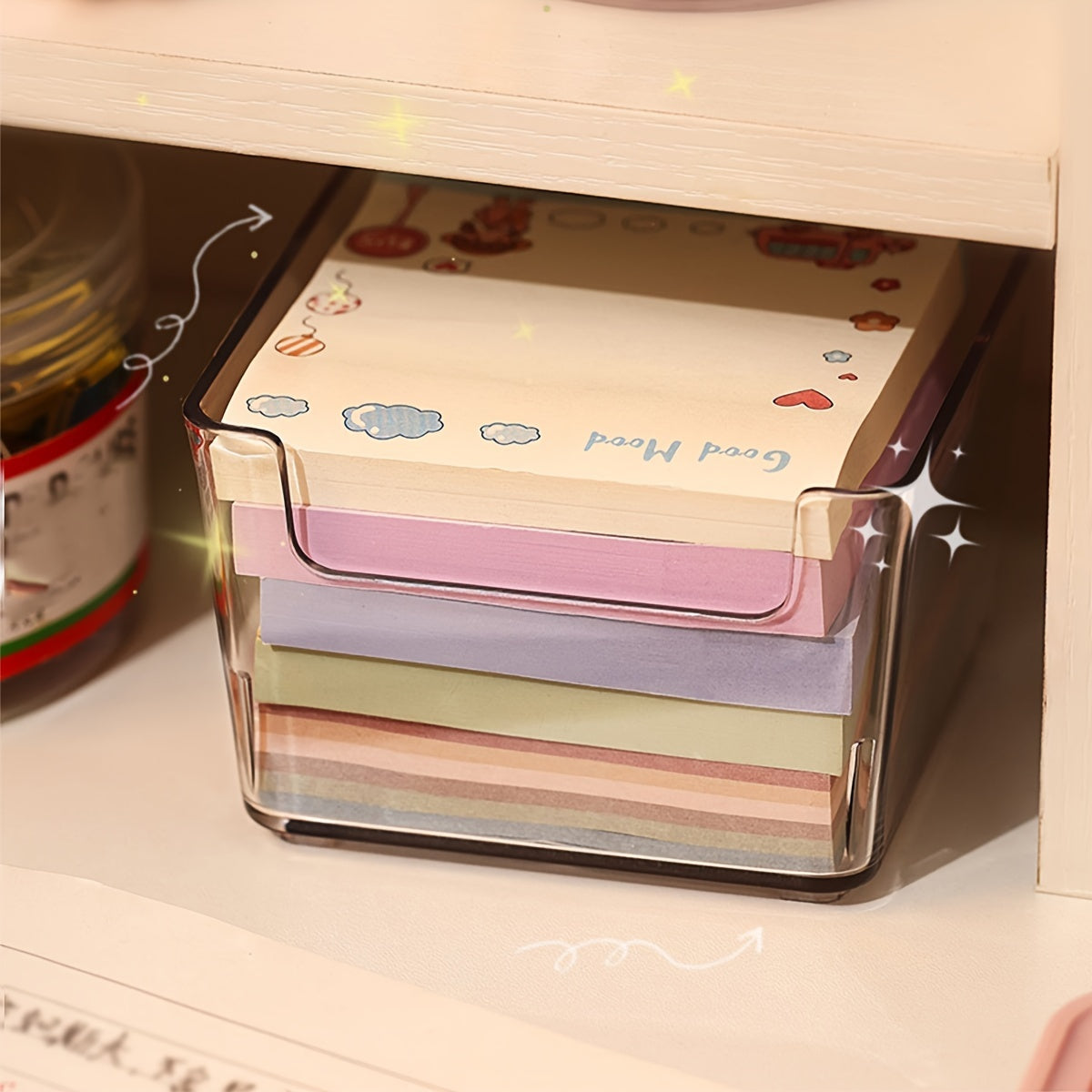 2pcs Desktop Drawer Organizer Box for Notes and Small Items Storage