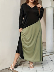 Colorblock V-Neck Maxi Dress
