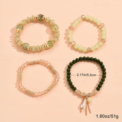 Bohemian Beaded Bracelet Kit Multilayer Stretch Bangle Hand Jewelry 4 Pcs