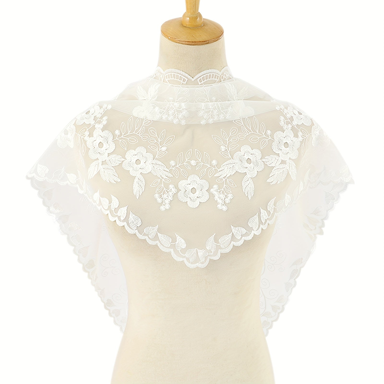 Lace Flower Embroidery Triangle Veil Mantilla Head Wrap