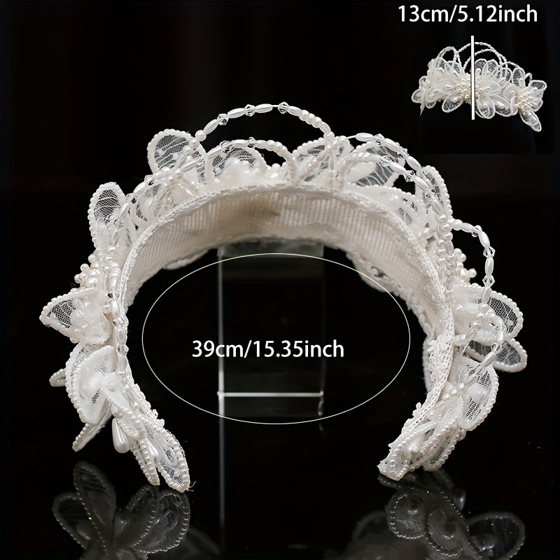 Bridal Forest Style Lace Crown Headpiece Hairband Wedding Veil Accessory