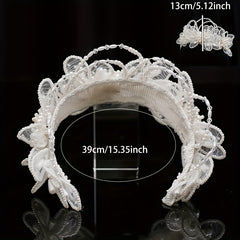 Bridal Forest Style Lace Crown Headpiece Hairband Wedding Veil Accessory