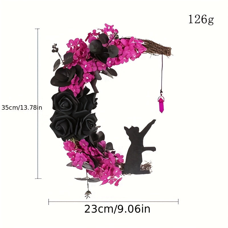 Curved Moon Cat Garland Door Hanging Halloween Decoration