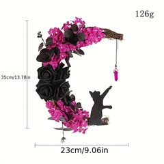 Curved Moon Cat Garland Door Hanging Halloween Decoration