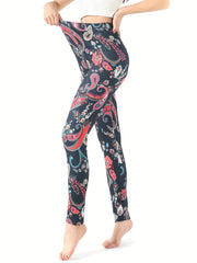 Paisley Print Yoga Tight Pants Stretchy Fitness Leggings