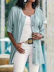 Ribbed Round Neck Half Sleeve Tunic Top